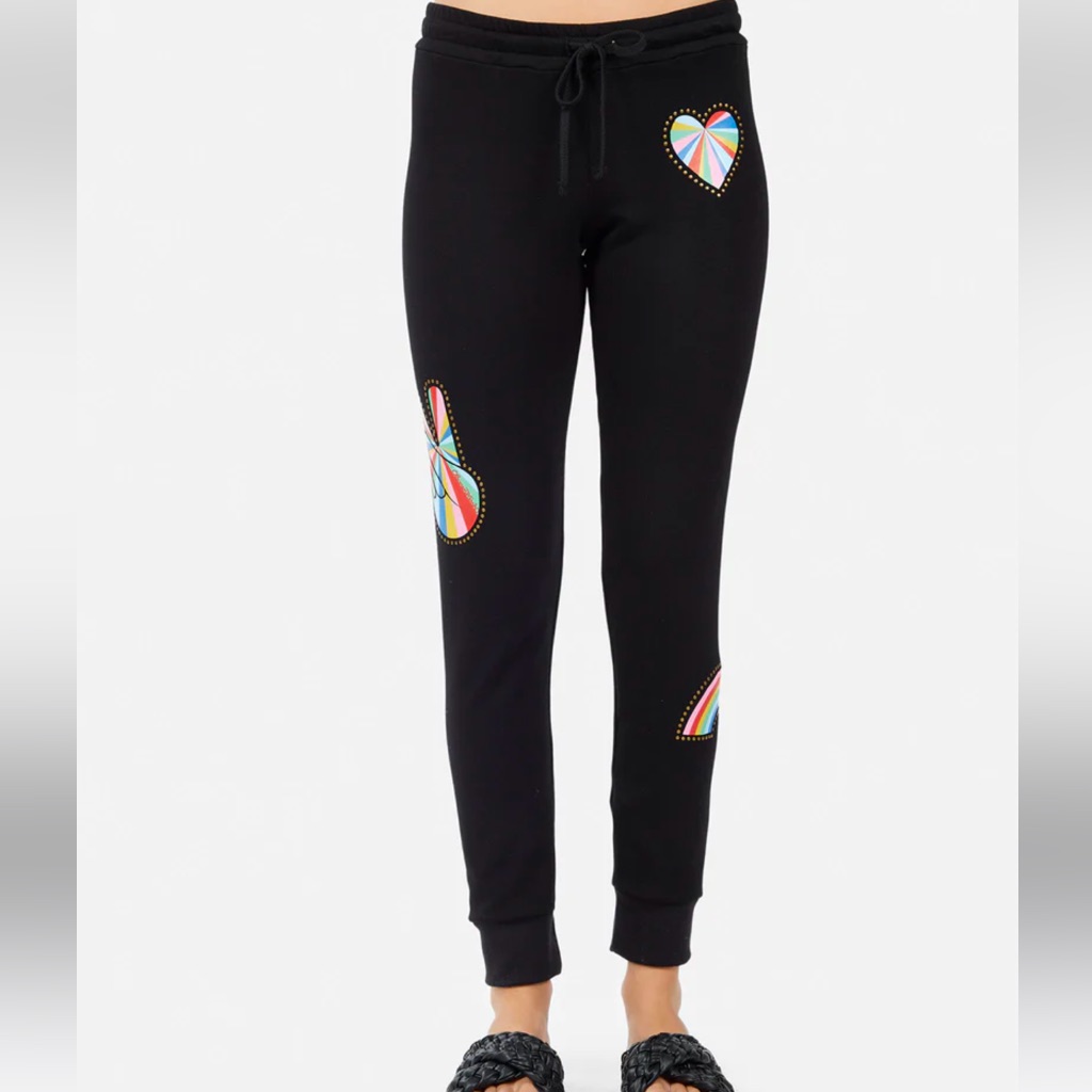 New Lauren Moshi Jess Studded Stripe Peace Jogger